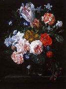Nicolaes Van Verendael A Tulip, Carnations and Morning Glory in a Glass Vase oil painting artist